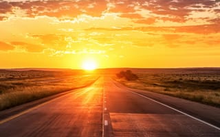 Картинка road sunset, природа, закат, дорога