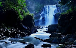 Картинка waterfall hd, природа, вода, водопад, камни, падает