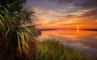 Картинка море, закат, пляж, океан