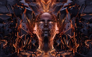 Картинка 3d, абстрактные, 3д, лицо, цифровое