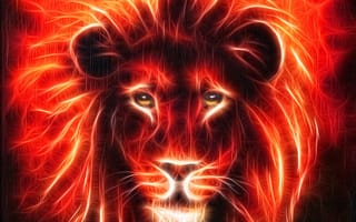 Картинка art, абстрактные, красые, темные, арт, лев, фрактал