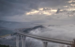 Картинка highway in clouds, облака, хайвей
