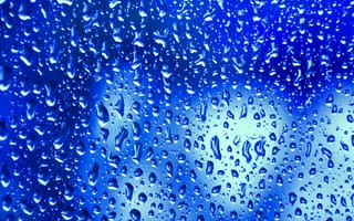 Картинка blue rain drops, water window abstract, blue rain, абстрактные, синие, вода, дождь, капли, окно