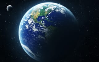 Картинка tierra, космос, луна, звезда, земля, звезды