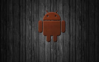 Картинка android, логотипы, темные, андроид, дерево, кожа