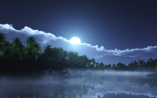 Картинка naturel, cold night, ночь, солнце, река, холод