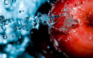 Картинка apple, creation, apple - water drops, абстрактные, крутые, прекрасные, вода, эпл, капли