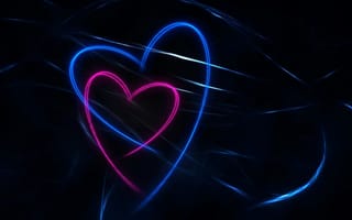 Картинка 2160x1920, neon hearts, неоновые, сердце