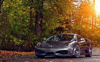 Картинка 3d, autum, ferrari, park autumn, машины, супер, авто, 3д, деревья, осень, удивительные, феррари, парк