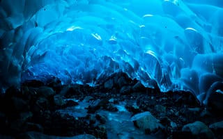 Картинка cavern, синие, лед, пещера
