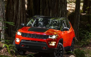 Картинка jeep, usa, черные, красые, оранжевые, америка, сша, джип, внедорожник, компас, ястреб, тропа