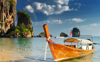 Картинка вода, море, пляж, океан, тропические, песок, рай, лодки