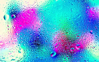 Картинка blur neon, blurry window, neon rain, неоновые, дождь, размытые, окно, расплывчатые