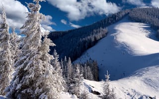 Картинка пейзаж, зима, снег, горы, холодное