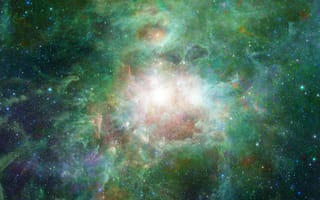 Картинка hd, крутые, темные, зеленые, космос, звезды, свет, планета, эпичные