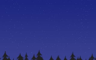 Картинка природа, небо, ночь, пейзаж, деревья