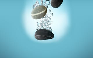 Картинка sink, абстрактные, вода, пузыри, брызги, камни, камешки