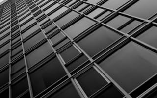 Картинка hd, windows, черные, белые, стекло, башня, здания