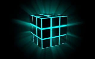 Картинка 3d, rubik, абстрактные, 3д, светящиеся, квадратные, куб, коробка