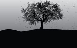 Картинка дерево, серые