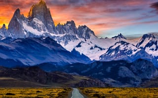 Картинка дорога, горы, восход