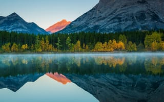 Картинка природа, пейзаж, деревья, озеро, горы, отражение
