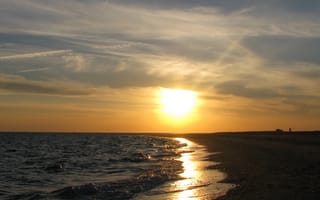Картинка olas, пляж, волны, закат