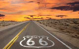 Картинка the route, закат, маршрут, пустой