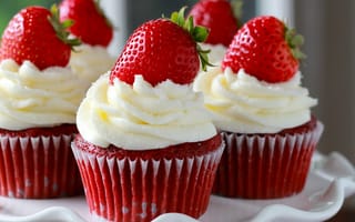 Картинка cupcakes, красые, клубника