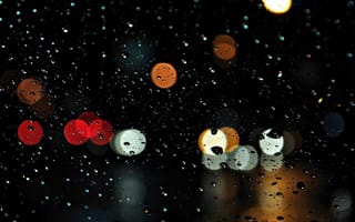 Картинка ночь, город, огни, капли, боке