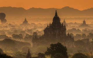 Картинка pagoda, лес, облака, туман, джунгли, азия, азиатские