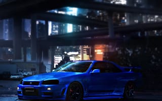 Картинка in the city, nissan, skyline, underground, город, ниссан, горизонт