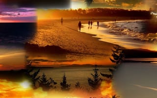 Картинка beach sunsets, пляж, облака, закат