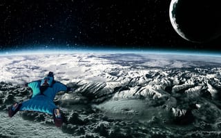 Картинка over, луна, мир, летать, полет