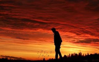 Картинка dramatic, panorama, dramatic landscape, небо, пейзаж, закат, гореть