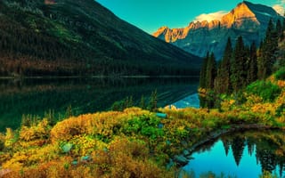 Картинка горы, озеро, пейзаж