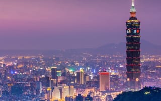 Картинка 4k, taipei, taiwan, uhd, крутые, ночь, город, огни, небоскребы