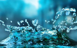 Картинка синие, вода, озеро, капли, река, брызги, капли дождя