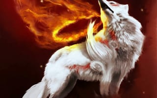 Картинка огонь, волк
