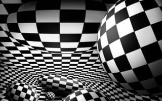 Картинка perception, абстрактные, черные, белые, шаблон, шары, квадратные, сфера