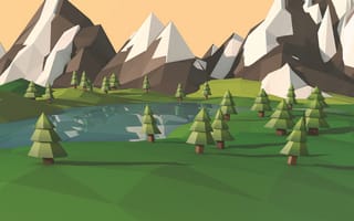 Картинка 3d, polygonal, абстрактные, пейзаж, 3д, формы, многоугольник