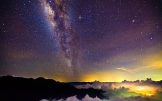 Картинка amazing sky, темные, небо, ночь, звезды, облака, огни, вид, удивительные, светящиеся, сверкающие, пейзаж