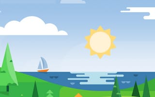 Картинка google now, google now seaside, пейзаж, гугл, материал