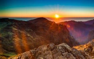 Картинка природа, пейзаж, горы, восход
