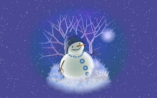 Картинка синие, дизайн, снег, снеговик