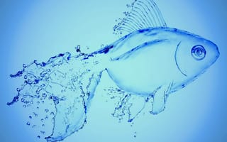 Картинка aqua fish, синие, вода, капли, рыба, брызги, аква