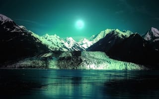 Картинка glacier, природа, озеро, солнечный свет