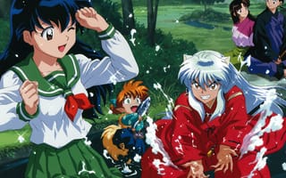 Картинка inuyasha, kagome, miroku, sango, shippo