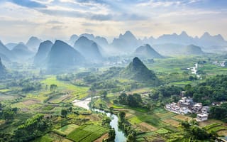 Картинка красочные, горы, вид, холмы