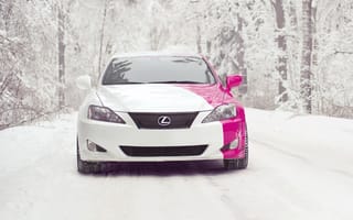 Картинка lexus, машины, розовые, белые, зима, лексус